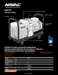 Thumbnail of document Data Sheet - NRD16T Industrial Vacuum Pump, 12 CFM, 3 Microns, Cart/Filter
